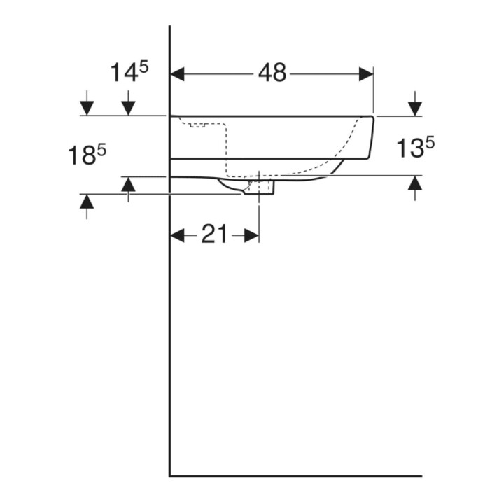 Geberit Waschtisch Renova Plan 60x48cm, Hahnl. mit., o. ÜL, we. K-Tect