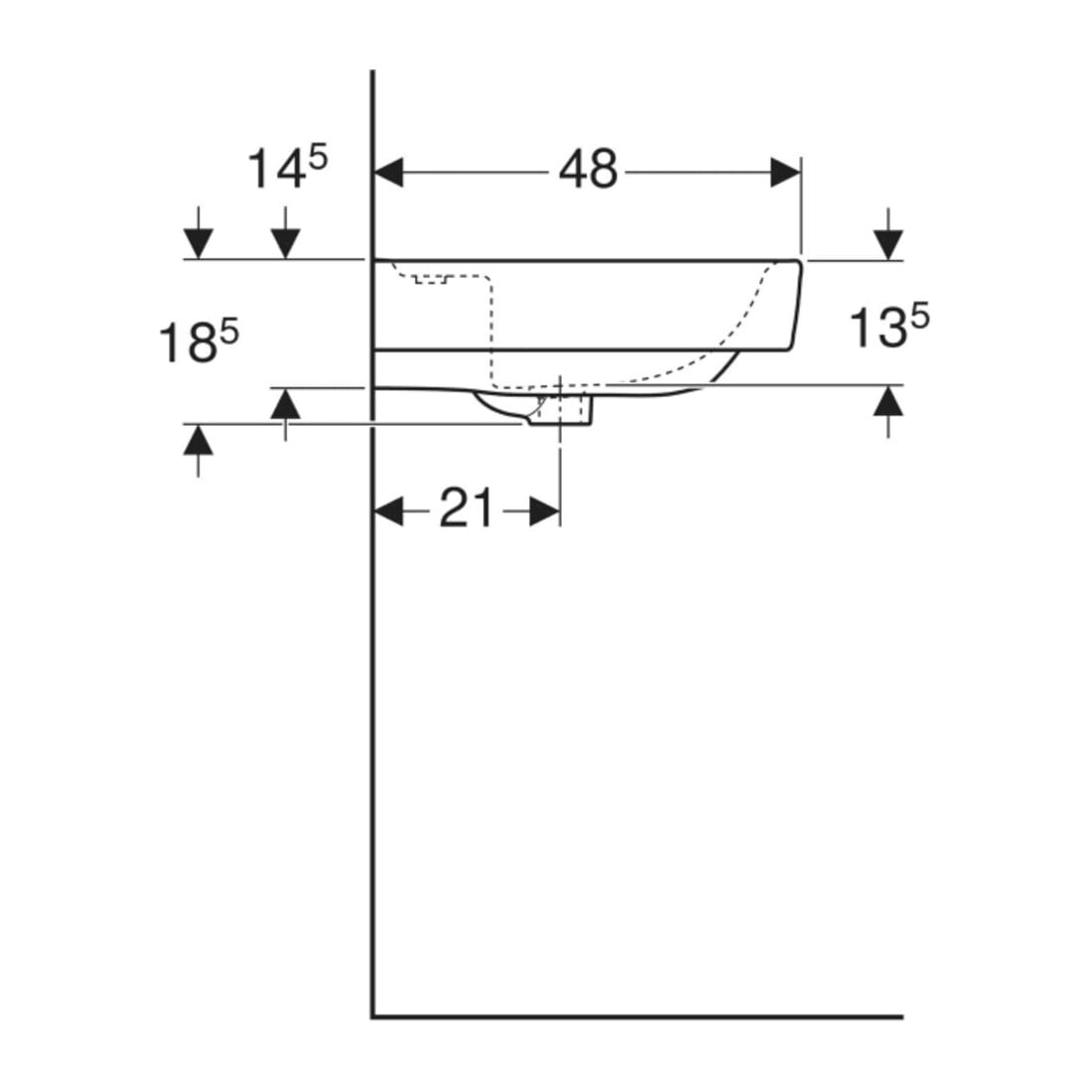 Geberit Waschtisch Renova Plan 60x48cm, Hahnl. mit., o. ÜL, we. K-Tect