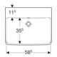 Geberit Waschtisch Renova Plan 60x48cm, o. Hahnloch, mit Überlauf, weiß