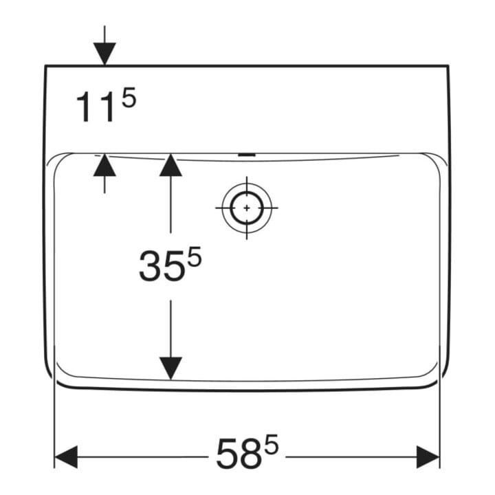 Geberit Waschtisch Renova Plan 60x48cm, o. Hahnloch, mit Überlauf, weiß