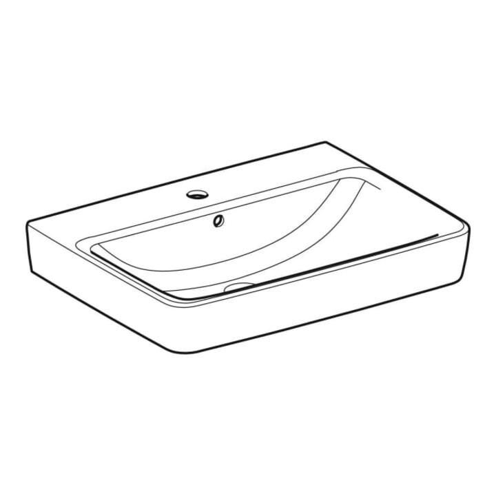 Geberit Waschtisch Renova Plan 65x48cm, Hahnl. mit., m ÜL, we. KeraTect
