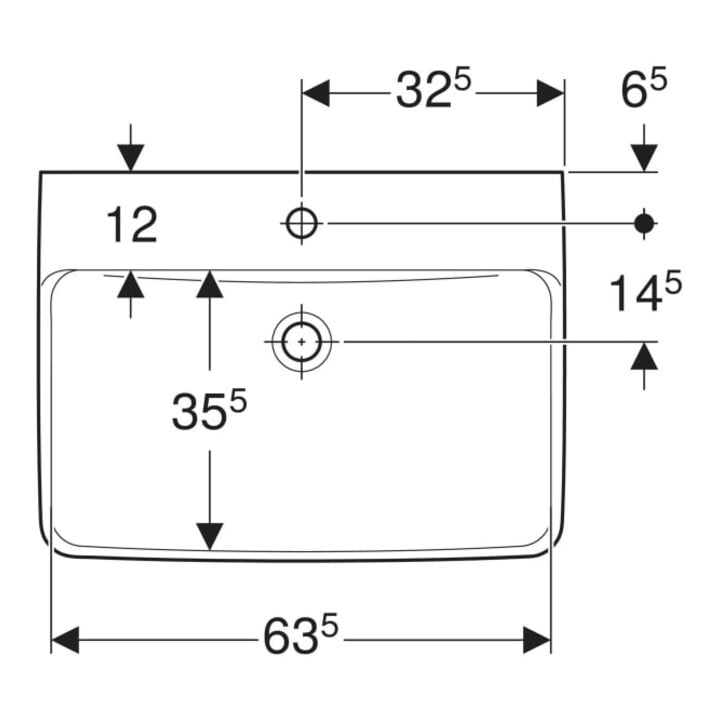 Geberit Waschtisch Renova Plan 65x48cm, Hahnl. mit., o. ÜL, we. K-Tect