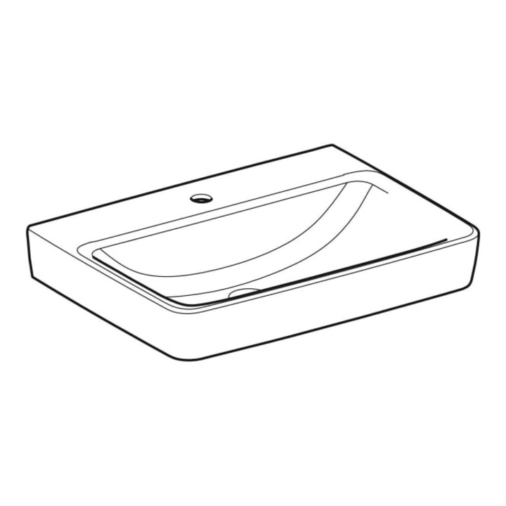Geberit Waschtisch Renova Plan 65x48cm, Hahnl. mit., o. ÜL, we. K-Tect