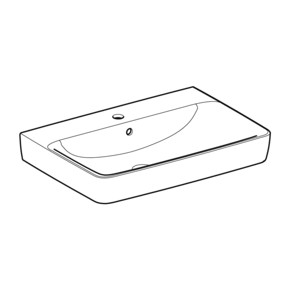 Geberit Waschtisch Renova Plan 70x48cm, Hahnl. mit., mit Überlauf, weiß