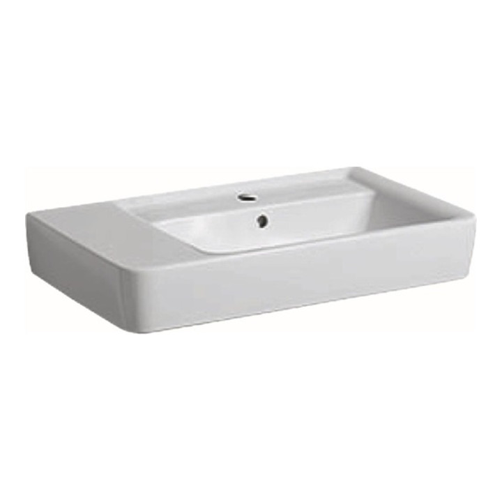 Geberit Waschtisch RENOVA PLAN 750 x 480 mm, mit Hahnloch, mit Überlauf Ablagefläche links weiß