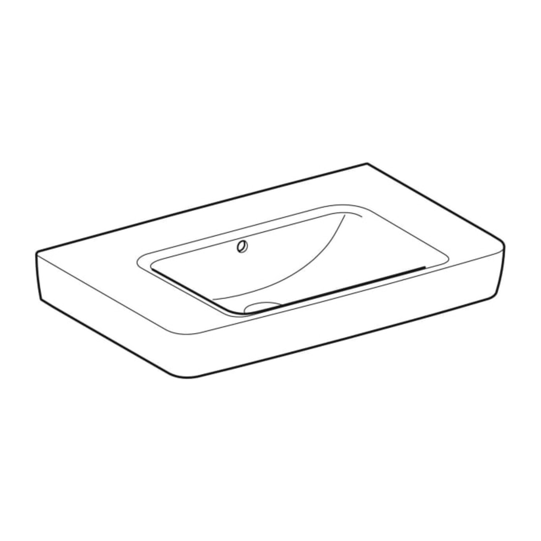 Geberit Waschtisch Renova Plan 75x48cm, o. Hahnl., m ÜL, Ablagefl., we.