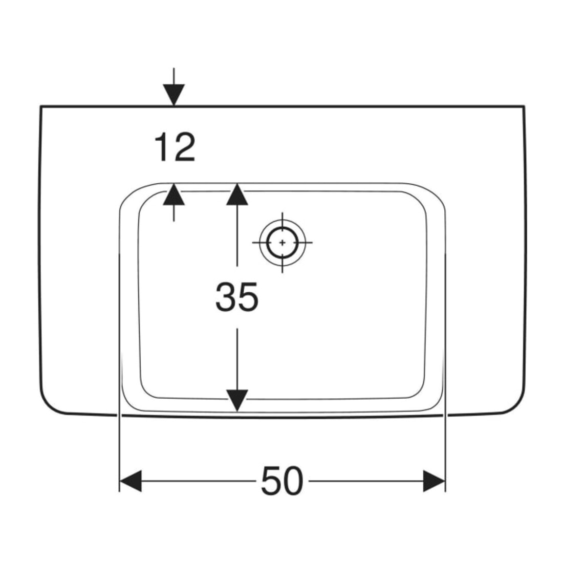 Geberit Waschtisch Renova Plan 75x48cm, o HL, o Ü, Abl, we. K-Tect