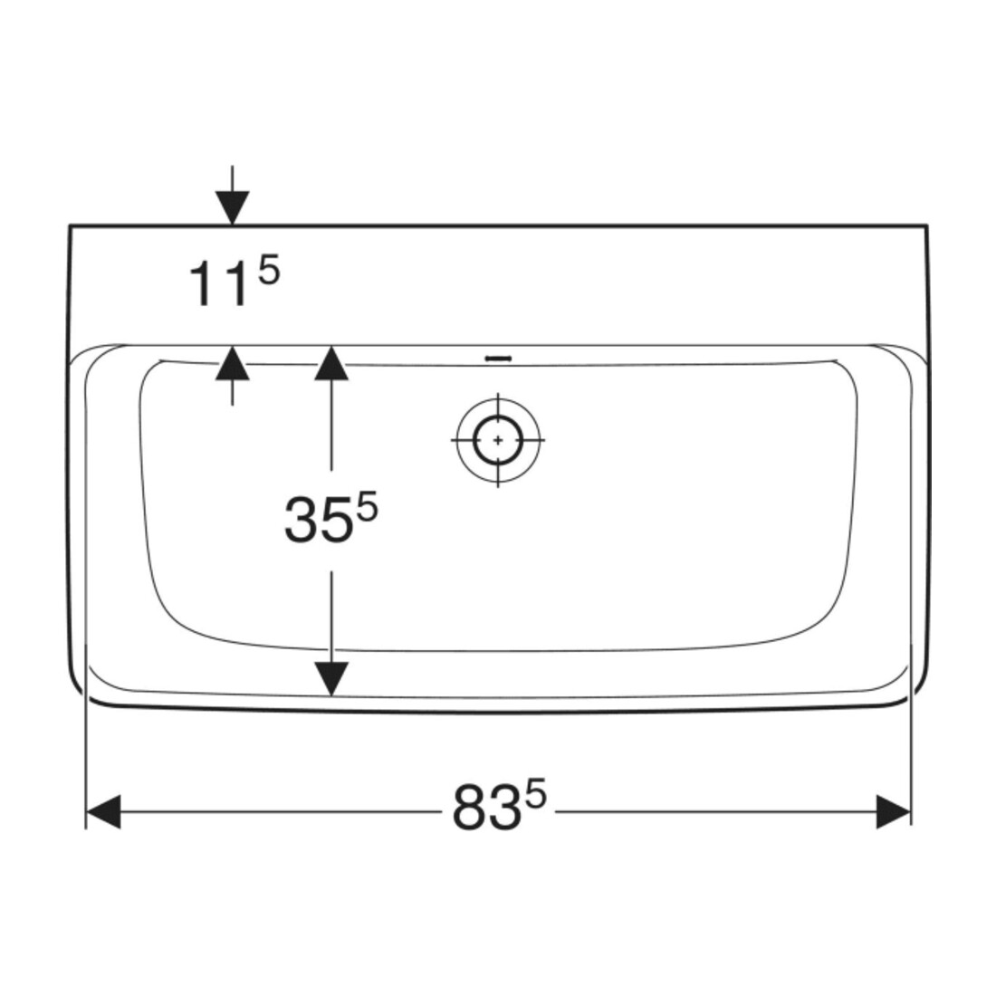 Geberit Waschtisch Renova Plan 85x48cm, o. Hahnl., m ÜL, weiß KeraTect
