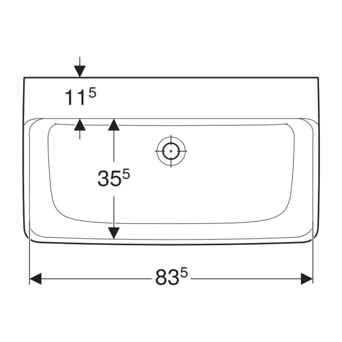 Geberit Waschtisch Renova Plan 85x48cm, o. Hahnl., o. ÜL, weiß KeraTect