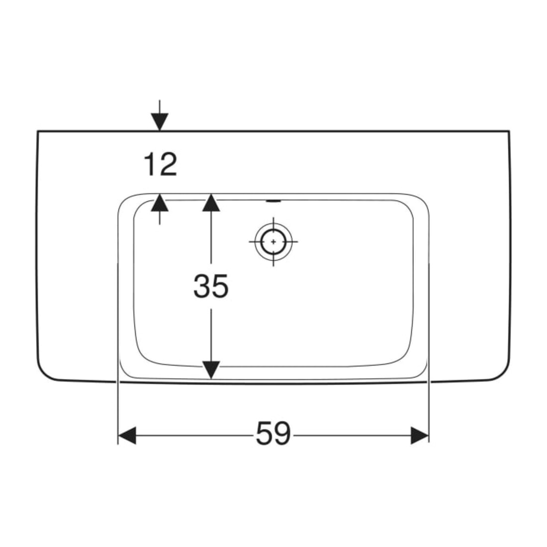 Geberit Waschtisch Renova Plan 90x48cm, o HL, m Ü, Abl, we. K-Tect
