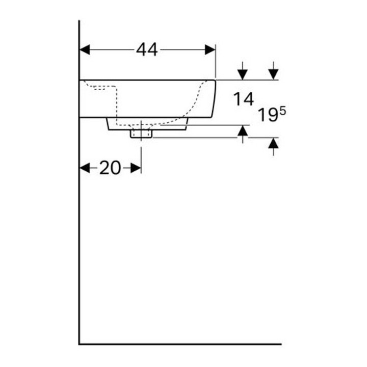 Geberit Waschtisch RENOVA PLAN mit Hahnloch, ohne Überlauf 550 x 440 mm weiß