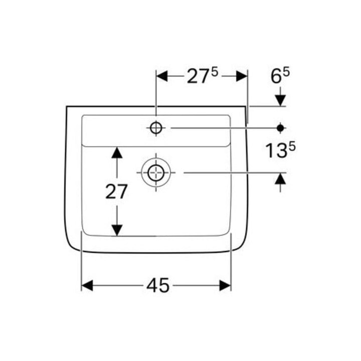 Geberit Waschtisch RENOVA PLAN mit Hahnloch, ohne Überlauf 550 x 440 mm weiß