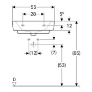 Geberit Waschtisch RENOVA PLAN mit Hahnloch, ohne Überlauf 550 x 440 mm weiß-5