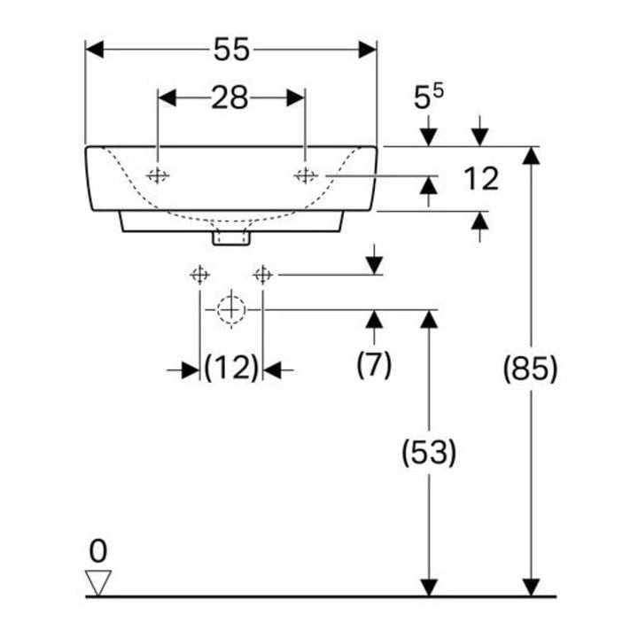 Geberit Waschtisch RENOVA PLAN mit Hahnloch, ohne Überlauf 550 x 440 mm weiß