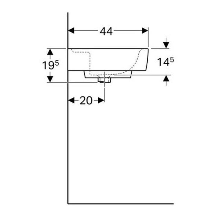 Geberit Waschtisch RENOVA PLAN ohne Hahnloch, mit Überlauf 550 x 440 mm weiß
