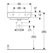 Geberit Waschtisch RENOVA PLAN ohne Hahnloch, mit Überlauf 550 x 440 mm weiß-5