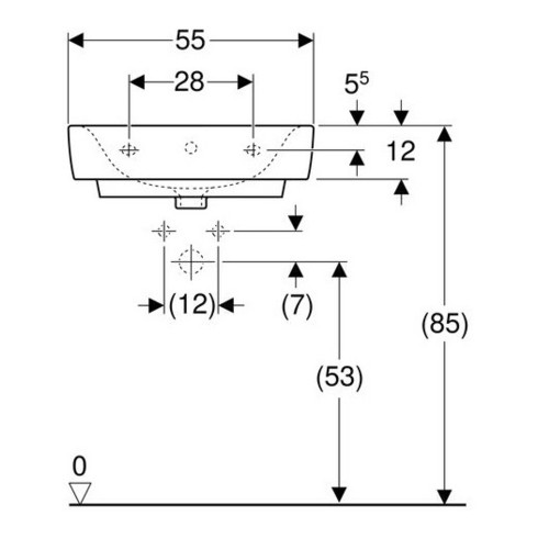 Geberit Waschtisch RENOVA PLAN ohne Hahnloch, ohne Überlauf 550 x 440 mm weiß