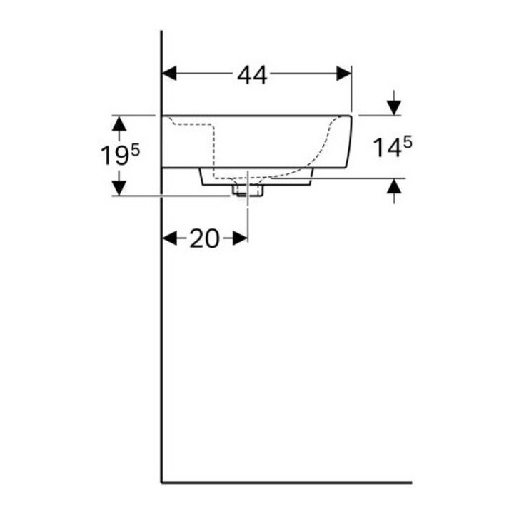 Geberit Waschtisch RENOVA PLAN ohne Hahnloch, ohne Überlauf 550 x 440 mm weiß