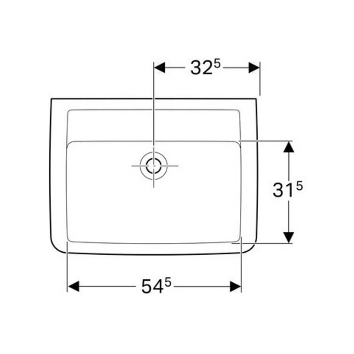 Geberit Waschtisch RENOVA PLAN ohne Hahnloch, ohne Überlauf 650 x 480 mm weiß