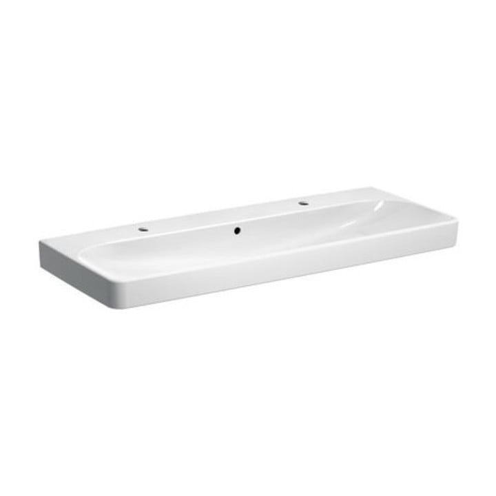 Geberit Waschtisch SMYLE 1200 x 480 mm, mit zwei Hahnlöchern, mit Überlauf weiß