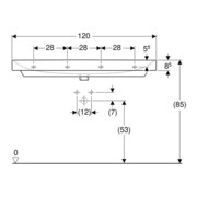 Geberit Waschtisch SMYLE 1200 x 480 mm, mit zwei Hahnlöchern, mit Überlauf weiß-4