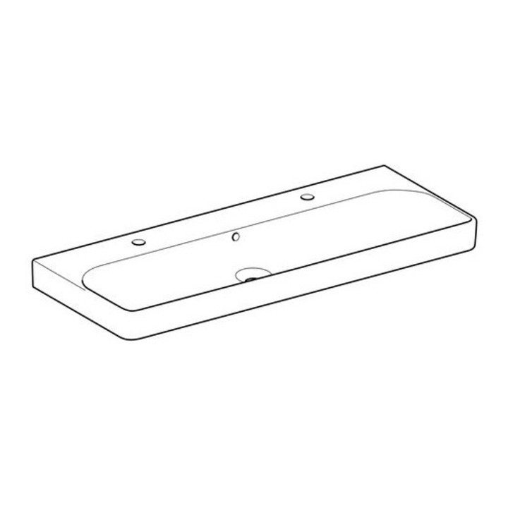 Geberit Waschtisch SMYLE 1200 x 480 mm, mit zwei Hahnlöchern, mit Überlauf weiß