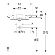 Geberit Waschtisch Smyle 55x48cm, we., mit Hahnloch, mit Überlauf-5