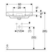 Geberit Waschtisch SMYLE 600 x 480 mm, mit Hahnloch, mit Überlauf weiß-2
