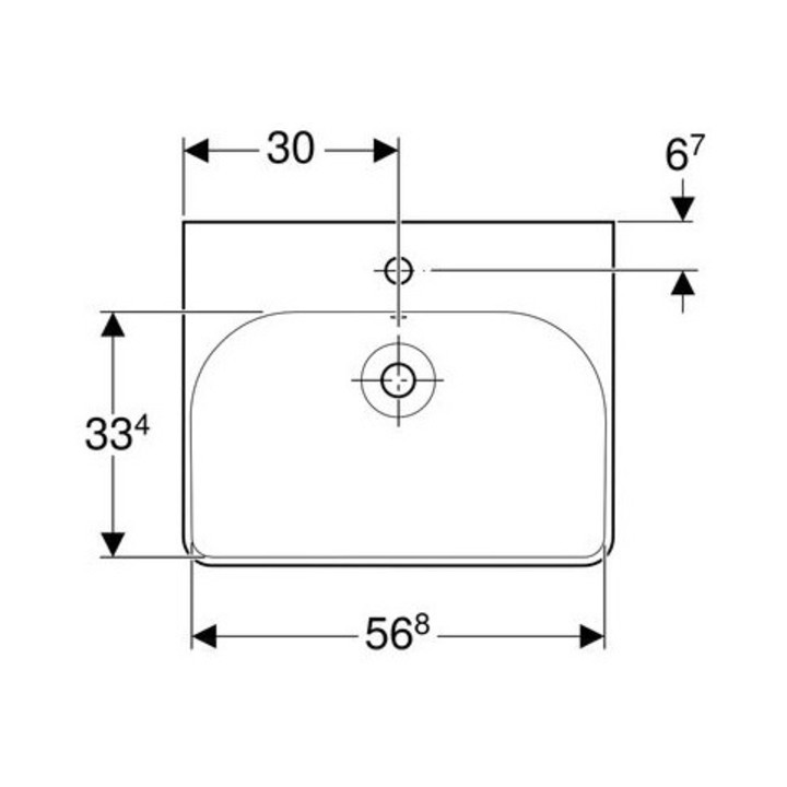Geberit Waschtisch SMYLE 600 x 480 mm, mit Hahnloch, mit Überlauf weiß