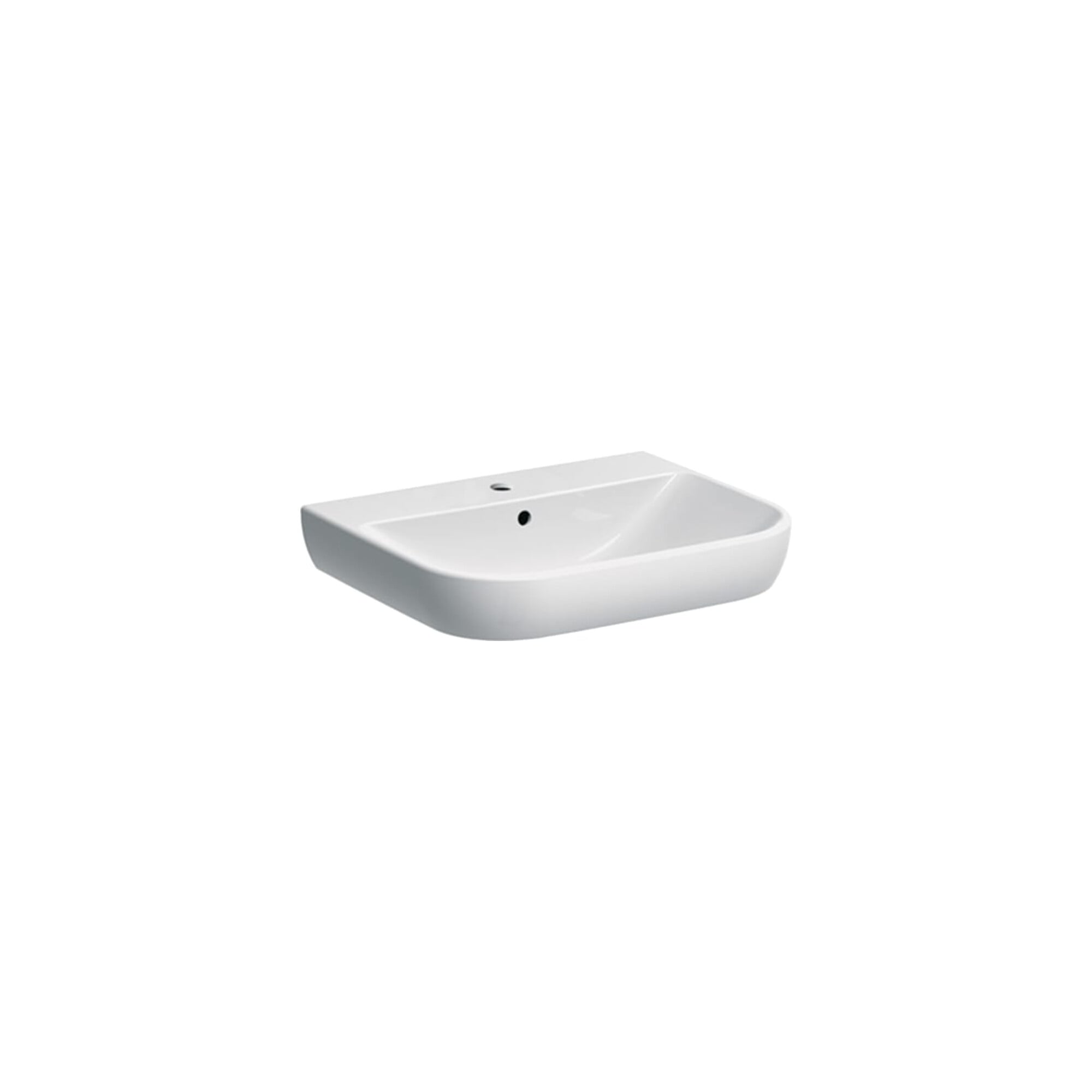 Geberit Waschtisch Smyle 60x48cm, we., mit Hahnloch, mit Überlauf