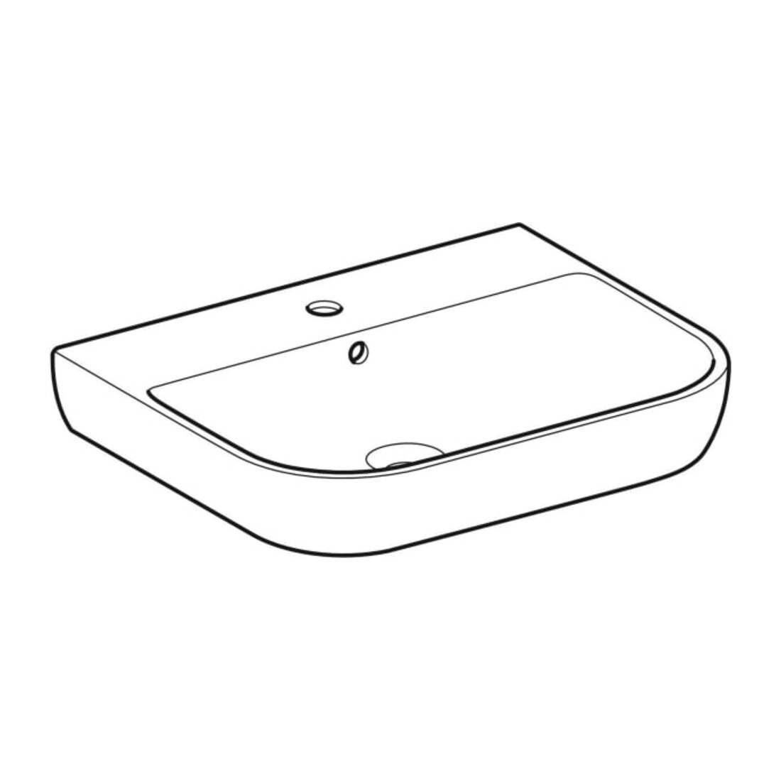 Geberit Waschtisch Smyle 60x48cm, we., mit Hahnloch, mit Überlauf