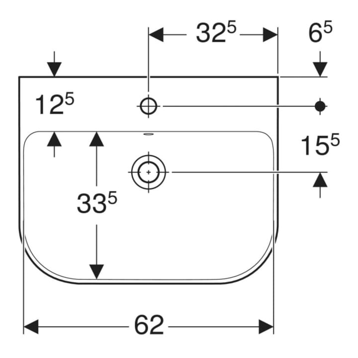 Geberit Waschtisch Smyle 65x48cm, KeraTect/we, m Hahnl., m ÜL