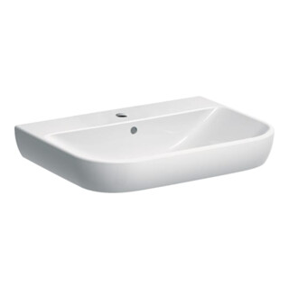 Geberit Waschtisch Smyle 65x48cm, we., mit Hahnloch, mit Überlauf