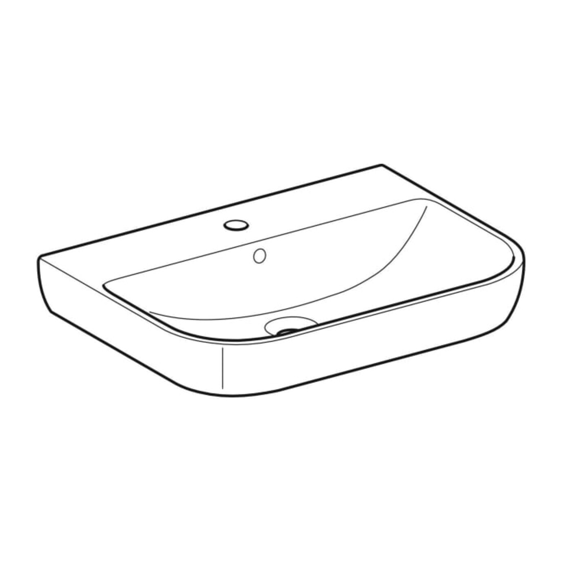 Geberit Waschtisch Smyle 65x48cm, we., mit Hahnloch, mit Überlauf