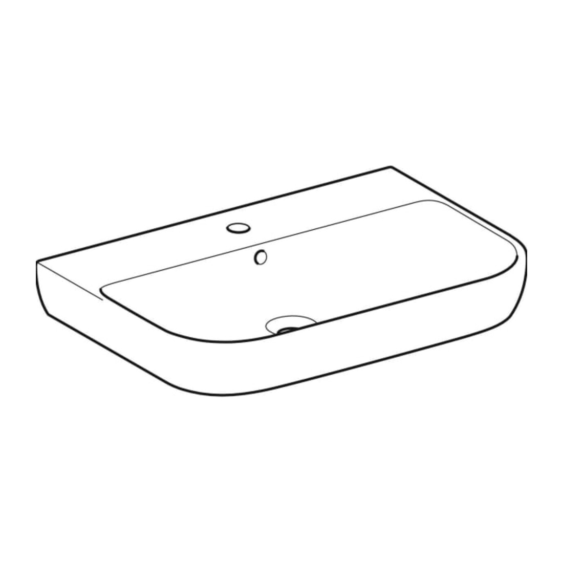 Geberit Waschtisch Smyle 70x48cm, we., mit Hahnloch, mit Überlauf