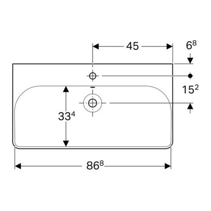 Geberit Waschtisch SMYLE 900 x 480 mm, mit Hahnloch, mit Überlauf weiß