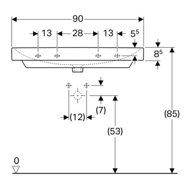 Geberit Waschtisch SMYLE 900 x 480 mm, mit Hahnloch, mit Überlauf weiß