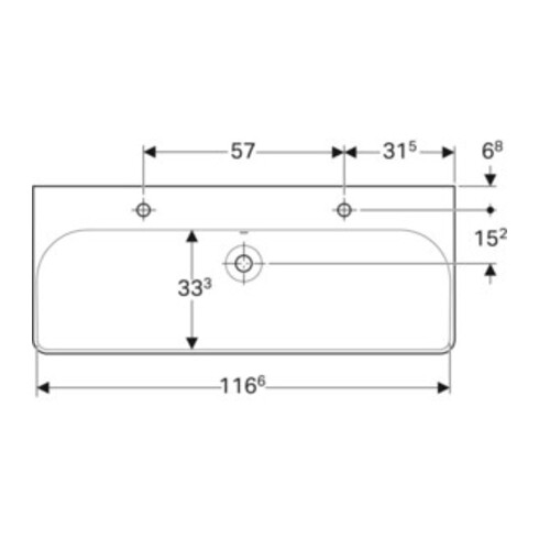 Geberit Waschtisch Smyle Square 120x48cm, Hahnl. li + re, m ÜL, weiß