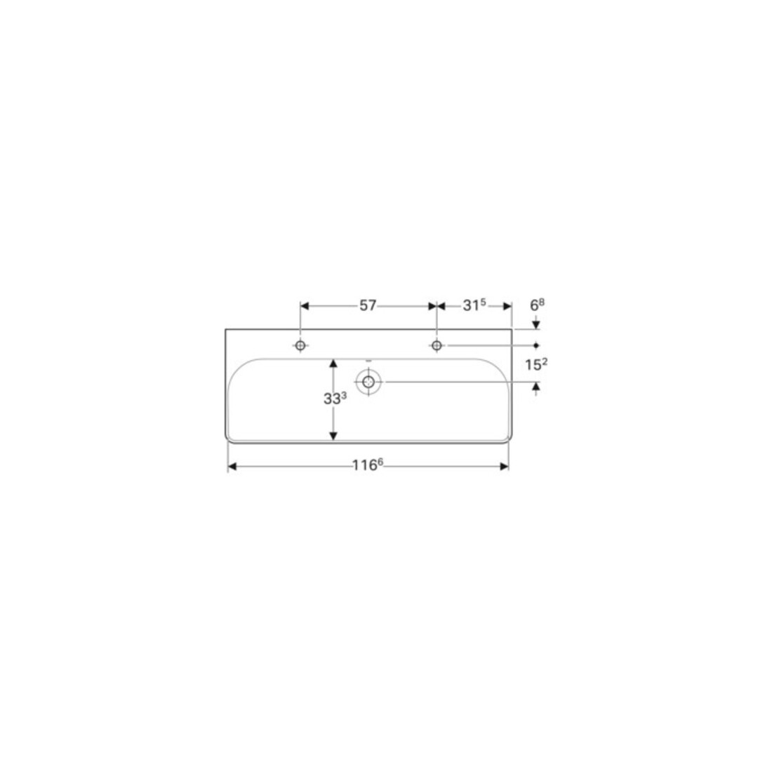 Geberit Waschtisch Smyle Square 120x48cm, Hahnl. li + re, m ÜL, weiß