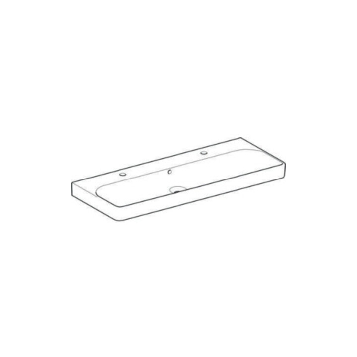 Geberit Waschtisch Smyle Square 120x48cm, Hahnl. li + re, m ÜL, weiß