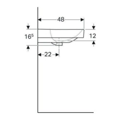 Geberit Waschtisch Smyle Square 120x48cm, Hahnl. li + re, m ÜL, weiß