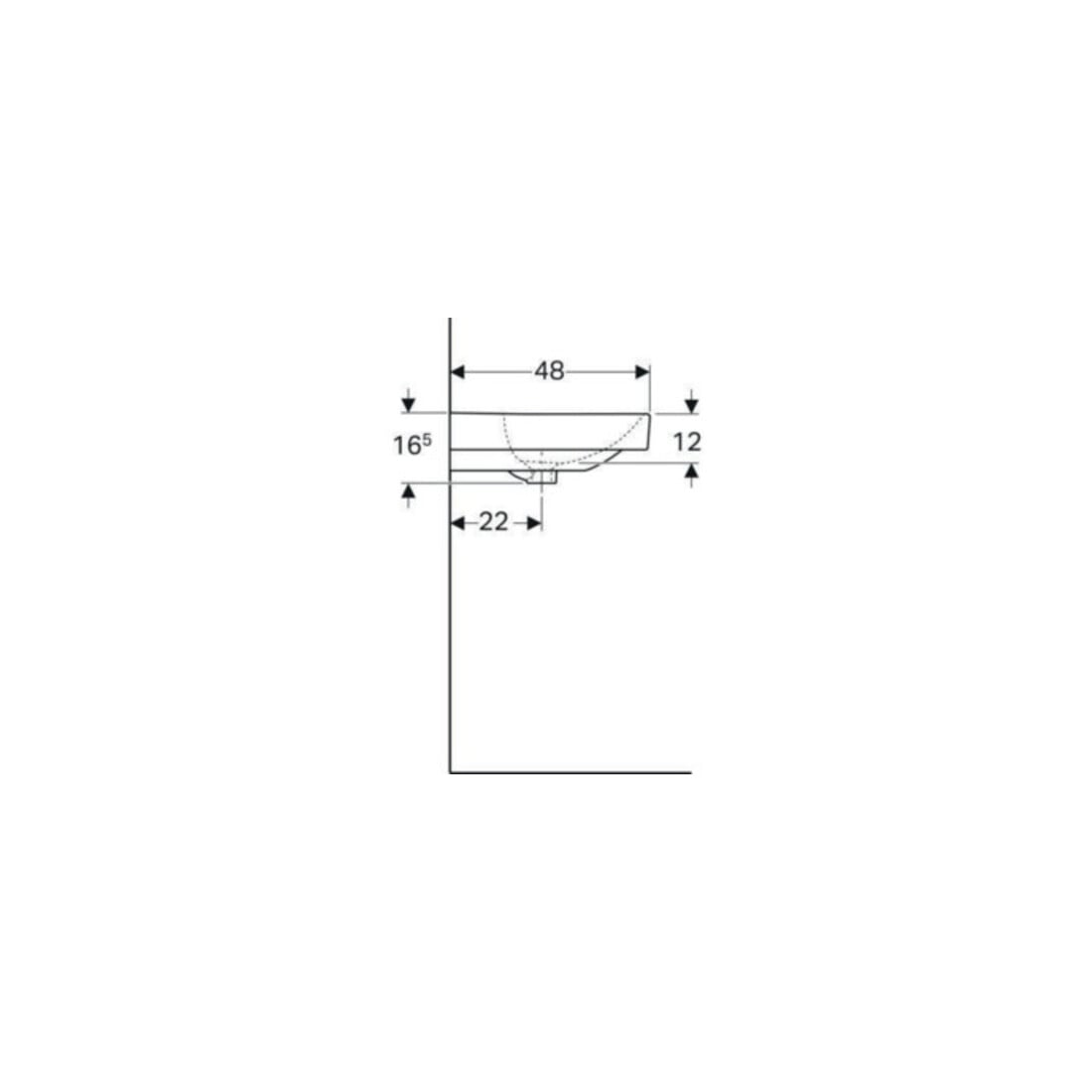 Geberit Waschtisch Smyle Square 120x48cm, Hahnl. li + re, m ÜL, weiß