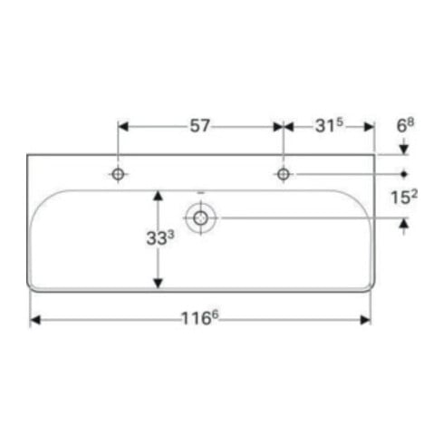 Geberit Waschtisch Smyle Square 120x48cm, Hahnl. li + re, m ÜL, weiß
