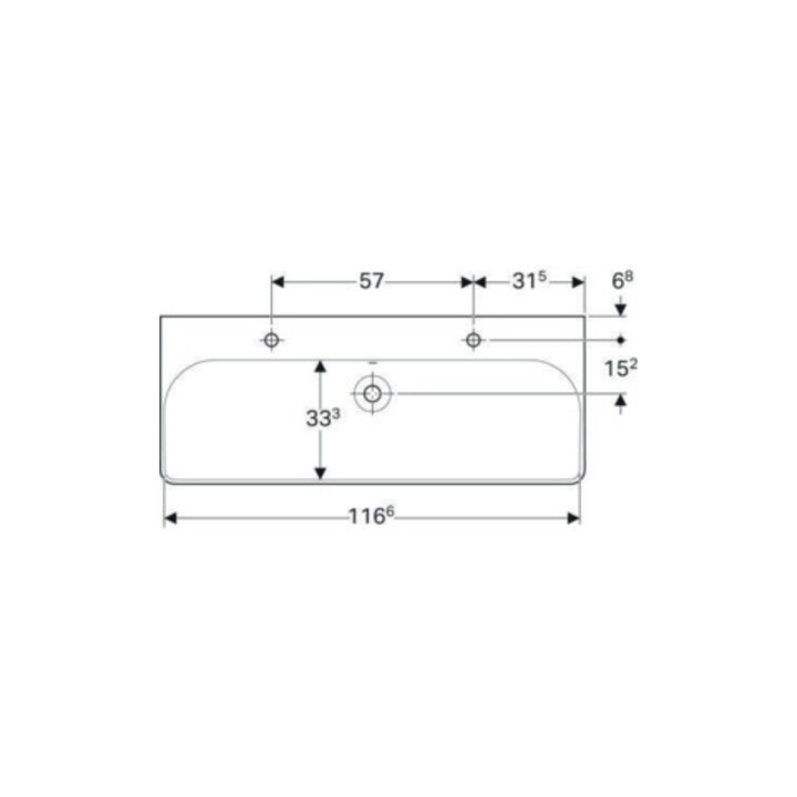 Geberit Waschtisch Smyle Square 120x48cm, Hahnl. li + re, m ÜL, weiß