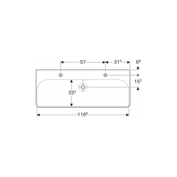 Geberit Waschtisch Smyle Square 120x48cm, Hahnl. li + re, m ÜL, weiß