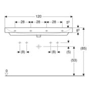 Geberit Waschtisch Smyle Square 120x48cm, Hahnl. li + re, m ÜL, weiß-5