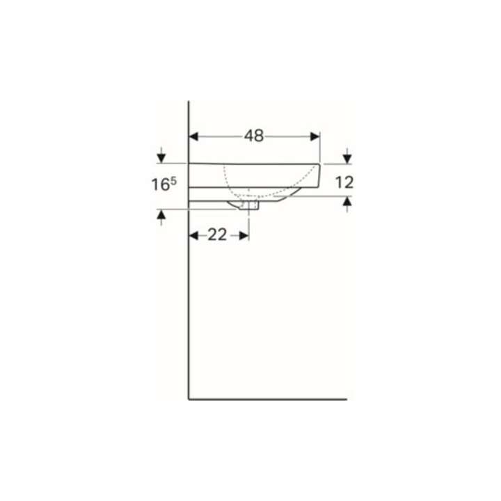 Geberit Waschtisch Smyle Square 120x48cm, Hahnl. li + re, m ÜL, weiß