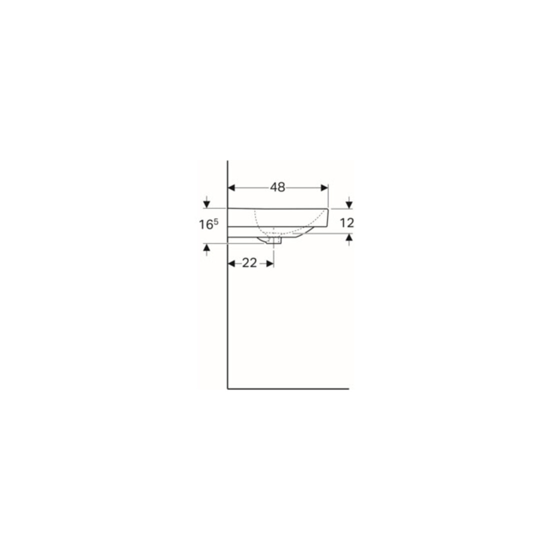 Geberit Waschtisch Smyle Square 120x48cm, Hahnl. li + re, m ÜL, weiß
