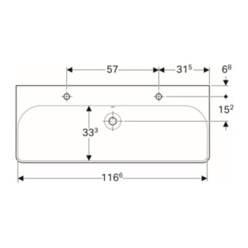 Geberit Waschtisch Smyle Square 120x48cm, Hahnl. li + re, m ÜL, weiß