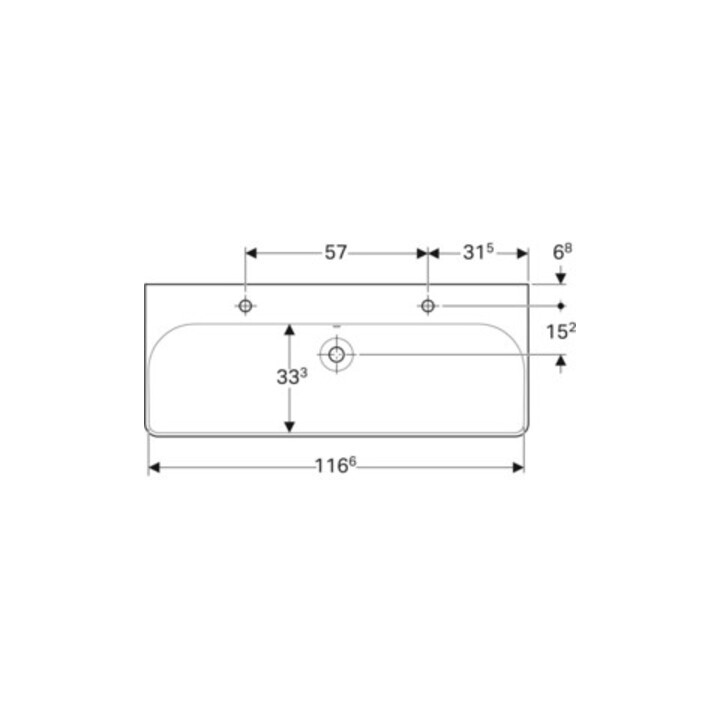 Geberit Waschtisch Smyle Square 120x48cm, Hahnl. li + re, m ÜL, weiß